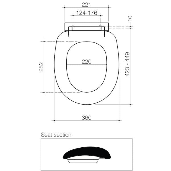 Caroma Profile Soft Close Seat Plastic Hinge with GermGard®