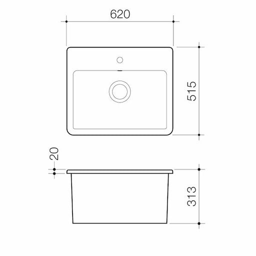 Caroma Cubus Laundry Vanity Basin 1T