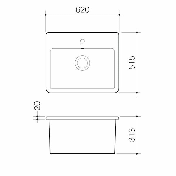 Caroma Cubus Laundry Vanity Basin 1T