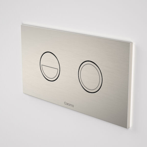 Caroma Invisi Series II® Round Dual Flush Plate & Buttons (Metal) - Brushed Nickel
