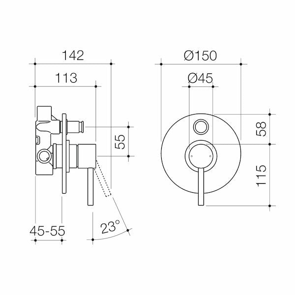 Caroma Titan Stainless Steel Bath/Shower Mixer with Diverter