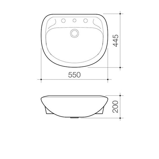 Caroma Caravelle 550 Semi Recessed Basin - 3TH