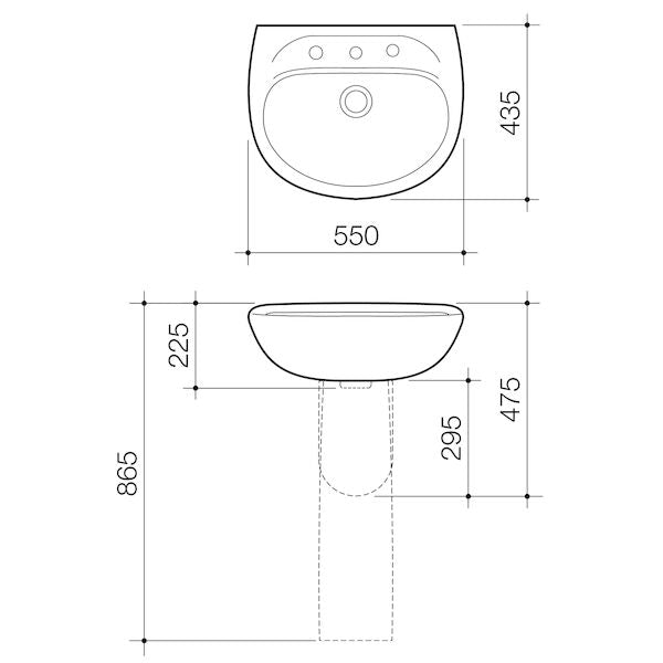 Caroma Caravelle Wall Basin - 3TH