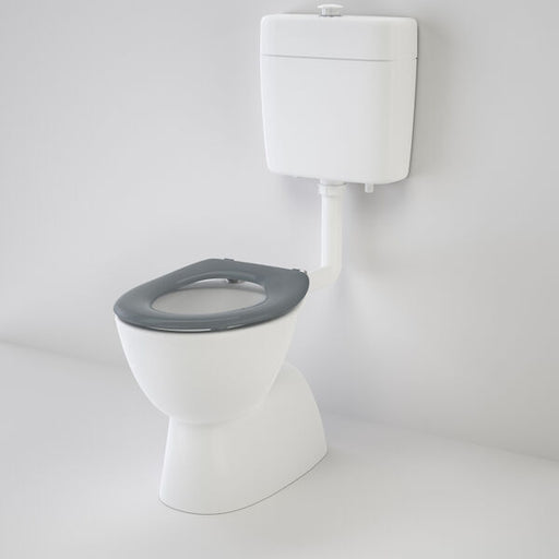 Caroma Care 200 V2 Connector (S Trap) Suite with Caravelle Care Single Flap Seat - Anthracite Grey