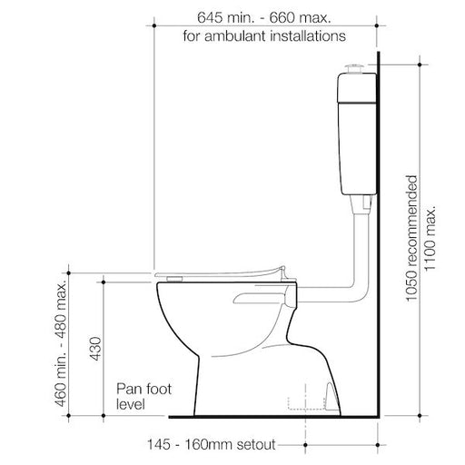 Caroma Care 200 V2 Connector (S Trap) Suite with Caravelle Care Single Flap Seat - Anthracite Grey