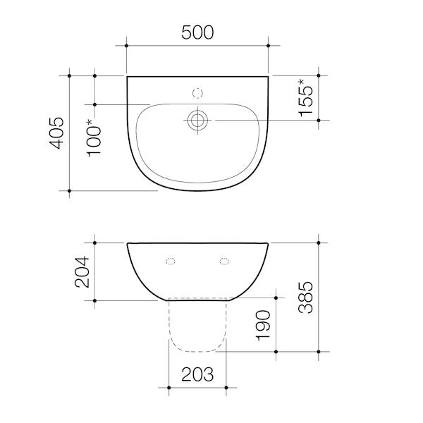Caroma Care 500 Wall Basin (with GERMGARD®) - 0TH