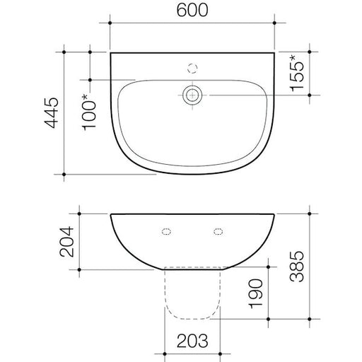 Caroma Care 600 Wall Basin (with GERMGARD®) - 0TH