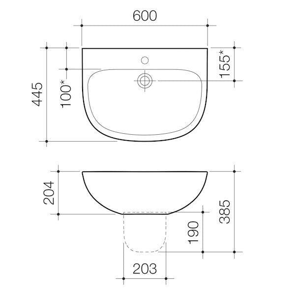 Caroma Care 600 Wall Basin (with GERMGARD®) - 1TH