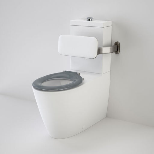 Caroma Care 800 Cleanflush® Wall Faced Suite with Backrest and Pedigree II Care Single Flap Seat - Anthracite Grey (with GermGard®)