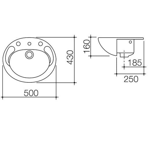 Caroma Concorde 500 Semi Recessed Basin - 1TH
