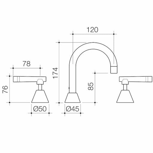 Caroma Elegance Lever Care Basin Set - Warm/Cold