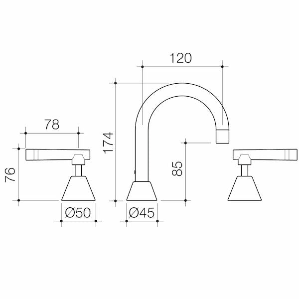 Caroma Elegance Lever Care Basin Set - Warm/Cold