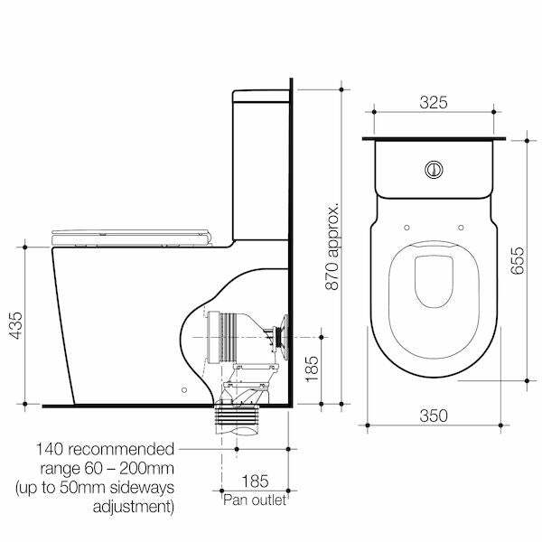 Caroma Liano Cleanflush® Easy Height Wall Faced Suite with Liano Double Flap Seat - White (with GermGard®)