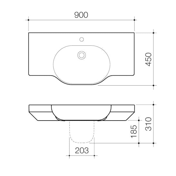 Caroma Opal 900 Twin Wall Basin 1TH