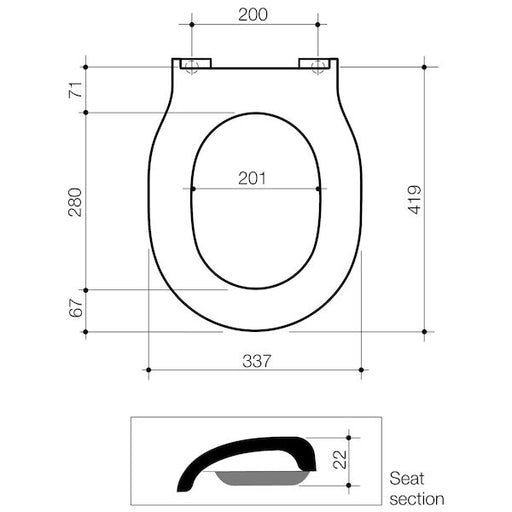 Caroma Opal II Soft Close Toilet Seat - Anthracite Grey