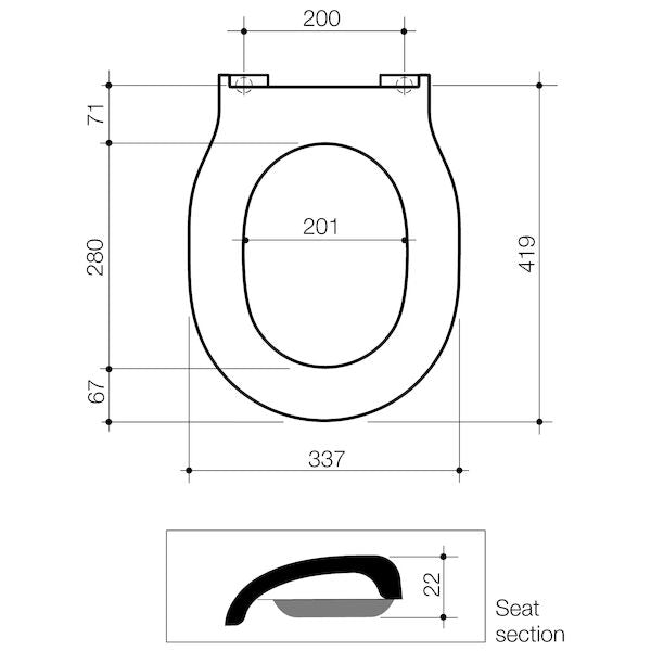 Caroma Opal II Soft Close Toilet Seat - Anthracite Grey