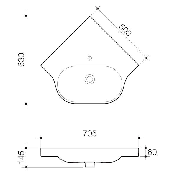 Caroma Opal Sole Corner Wall Basin 1TH
