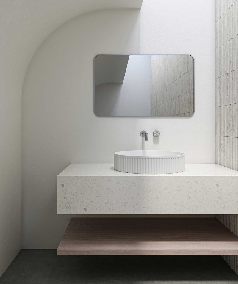 SEIMA Cleo 400 - White Gloss & White Matte Ceramic Above Counter Basin, Square