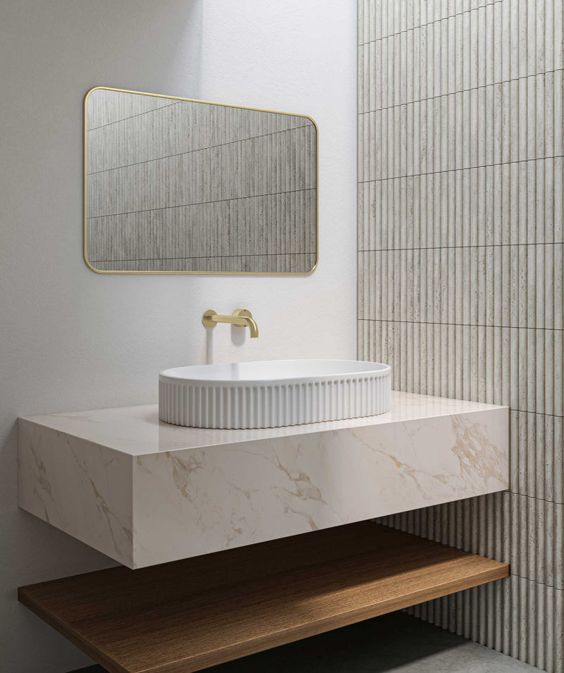 SEIMA Cleo 500 - White Matte & White Gloss Ceramic Above Counter Basin, Super-Ellipse