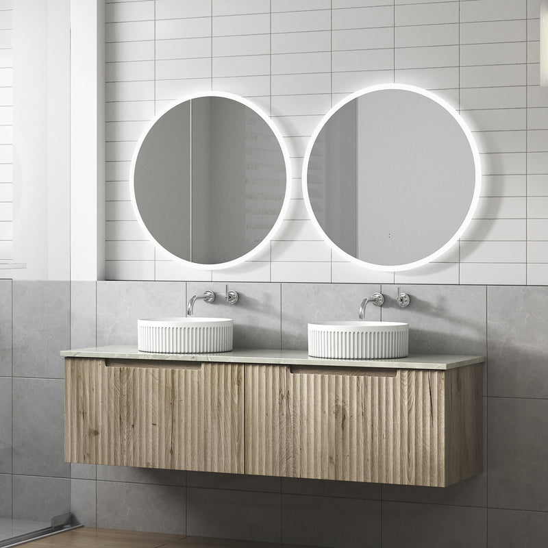 Aulic Calder Wall Hung Wave Groove Finger Pull Cabinet