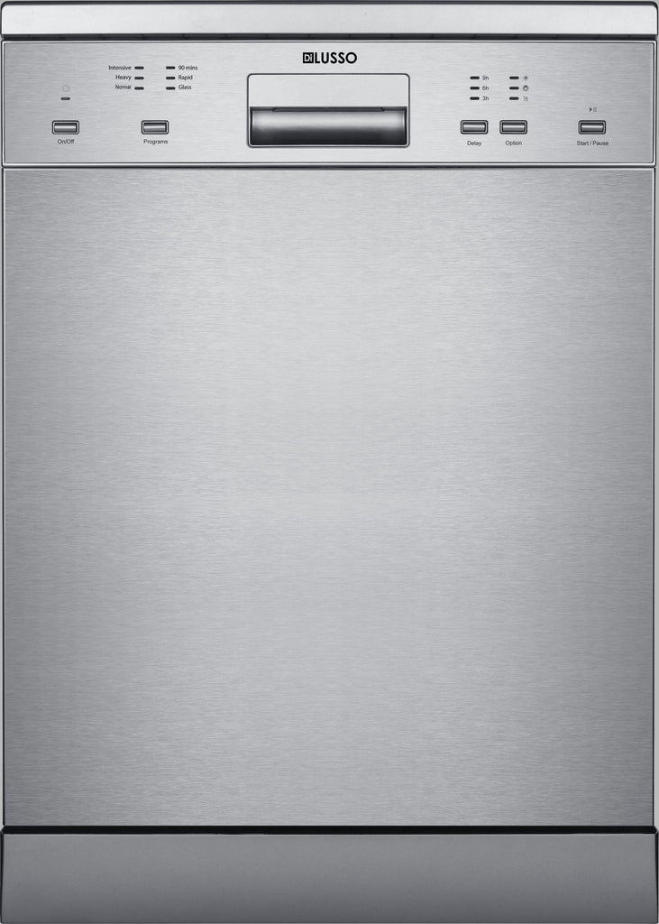 Dilusso Appliances 600mm Stainless Steel Electronic Freestanding Dishwasher - 12 place settings , 4.5 WELS, 3 star energy rating