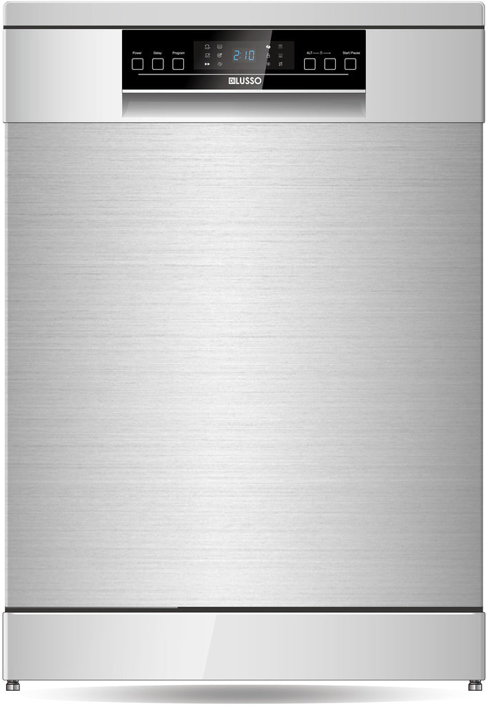 Dilusso Appliances 600mm Stainless Steel Electronic Freestanding Dishwasher - 14 place settings 4.5 star WELS, 3.5 star energy rating