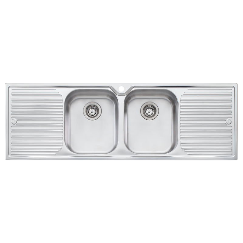 Oliveri Diaz Double Bowl Sink With Double Drainer 1430mm