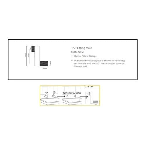 Quoss Diverter Bath/Shower with Drill-Free Rail Bar