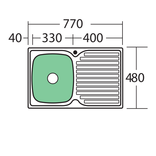 Oliveri Endeavour Single Bowl Sink With Drainer 770mm