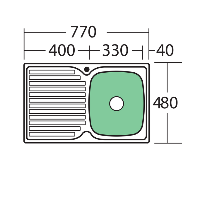 Oliveri Endeavour Single Bowl Sink With Drainer 770mm