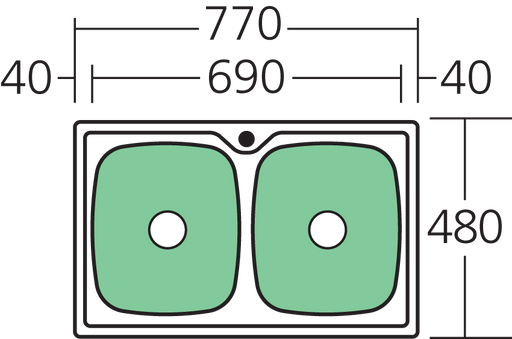 Oliveri Endeavour Double Bowl Topmount Sink NTH Double TM Bowl 770 X 480mm