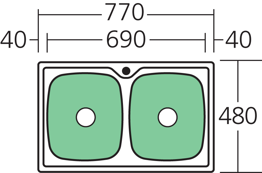 Oliveri Endeavour Double Bowl Topmount Sink NTH Double TM Bowl 770 X 480mm