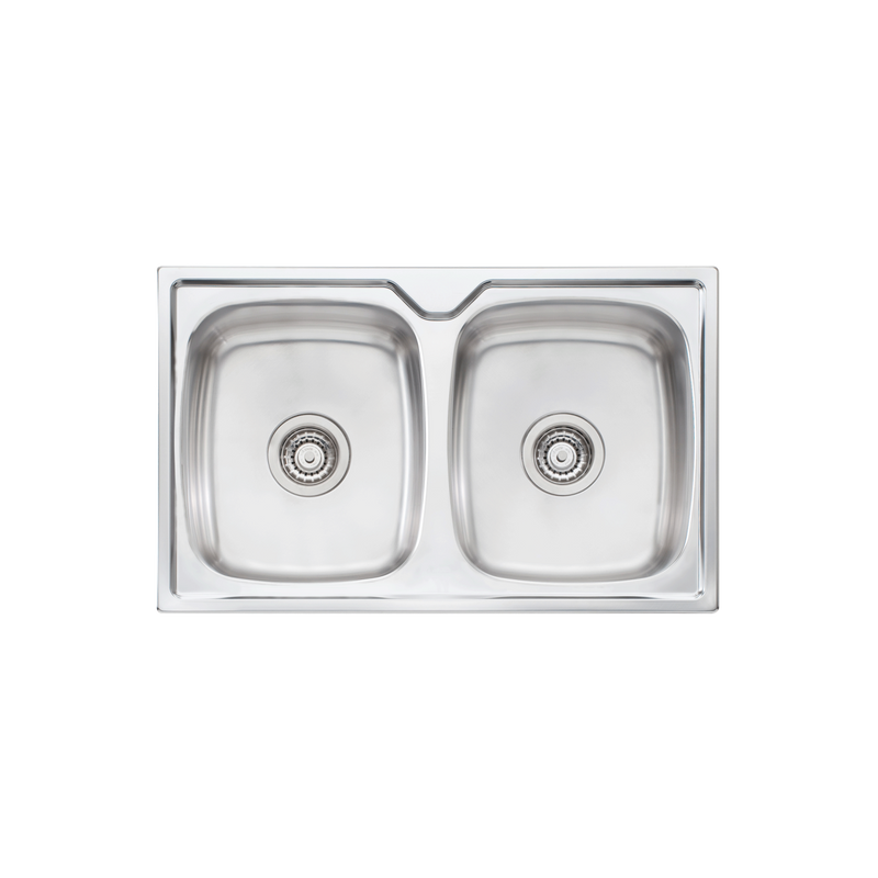 Oliveri Endeavour Double Bowl Topmount Sink No Tap Hole Double TM Bowl 770 X 480mm