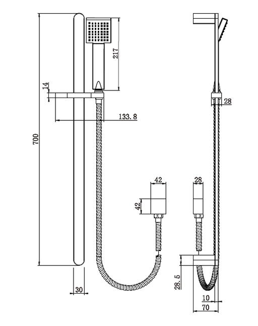 MODERN NATIONAL Eva Shower on Rail Elbow Inlet