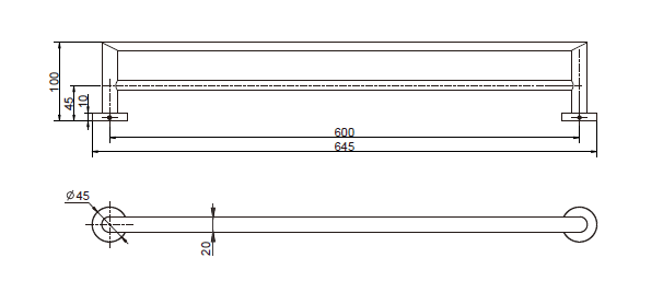 Modern National Eva Single Towel Rail 750mm