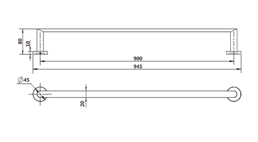 MODERN NATIONAL Eva Single Towel Rail 900mm