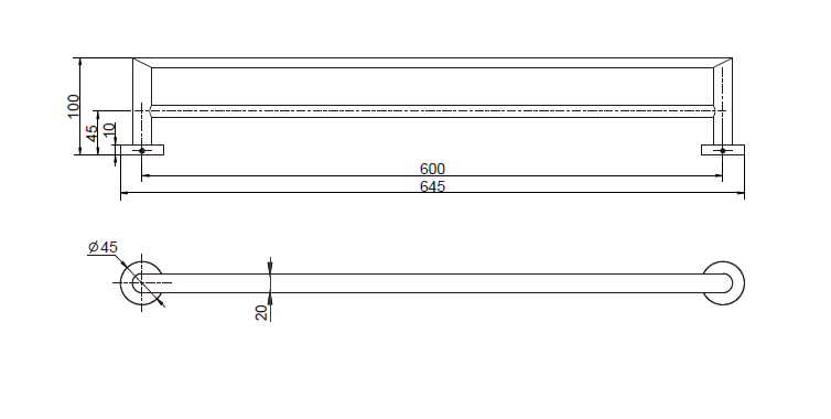 Modern National Eva Double Towel Rail 600mm