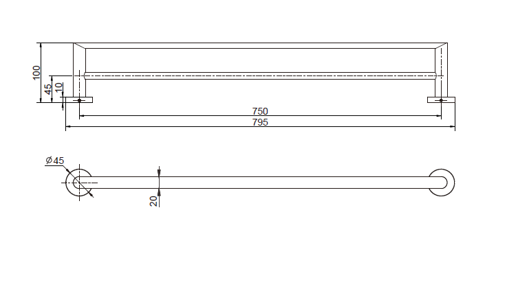 Modern National Eva Double Towel Rail 750mm