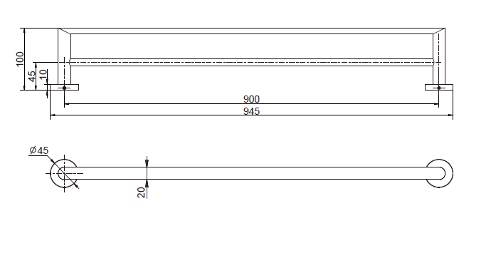 Modern National Eva Double Towel Rail 900mm
