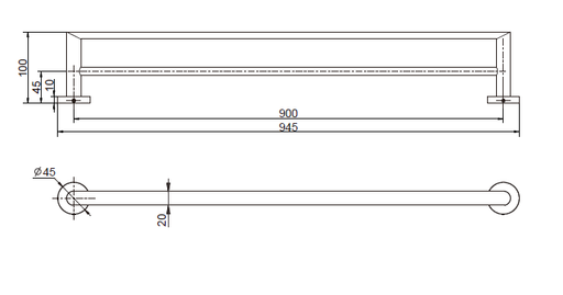 MODERN NATIONAL Eva Double Towel Rail 900mm