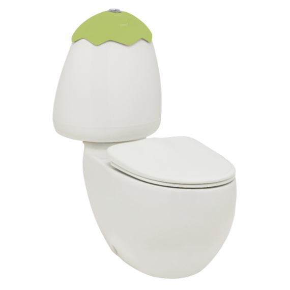 Johnson Suisse Egg Junior Close Coupled Suite, Kiwi Cistern Lid, Standard Pan Connector