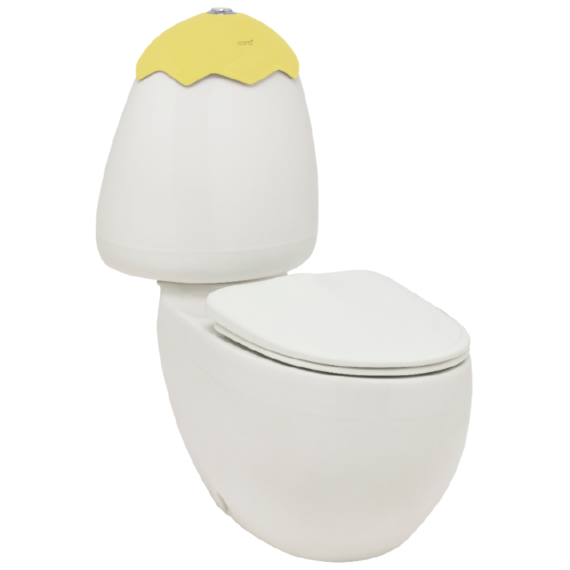 Johnson Suisse Egg Junior Close Coupled Suite, Lemon Cistern Lid, Standard Pan Connector