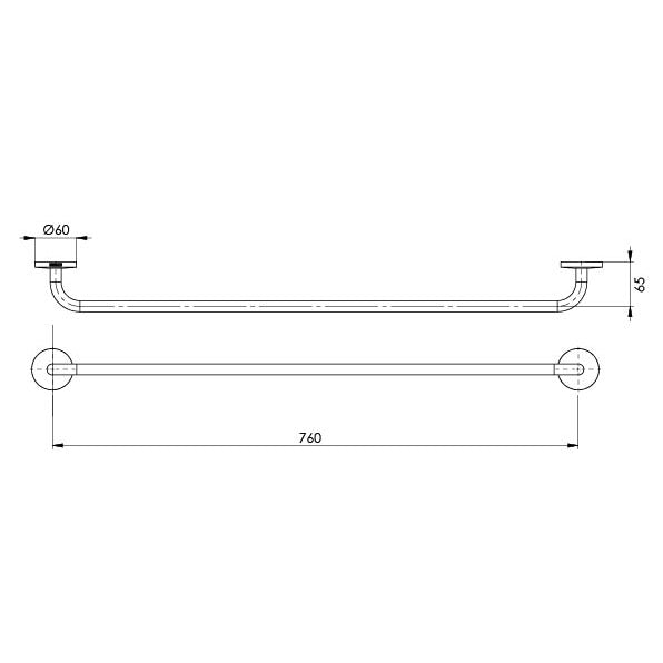 Phoenix Festival Single Towel Rail 760mm Chrome