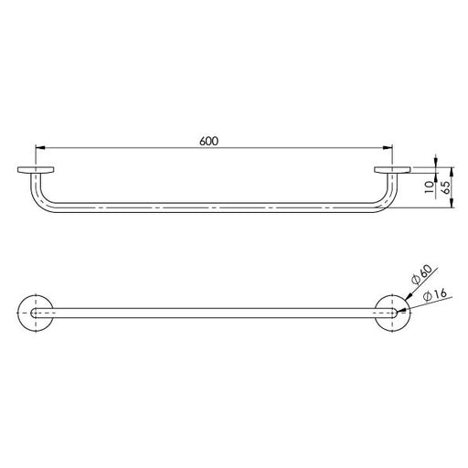 Phoenix Festival Single Towel Rail 600mm