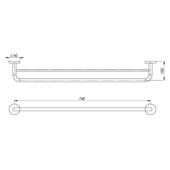 Phoenix Festival Double Towel Rail 760mm Chrome