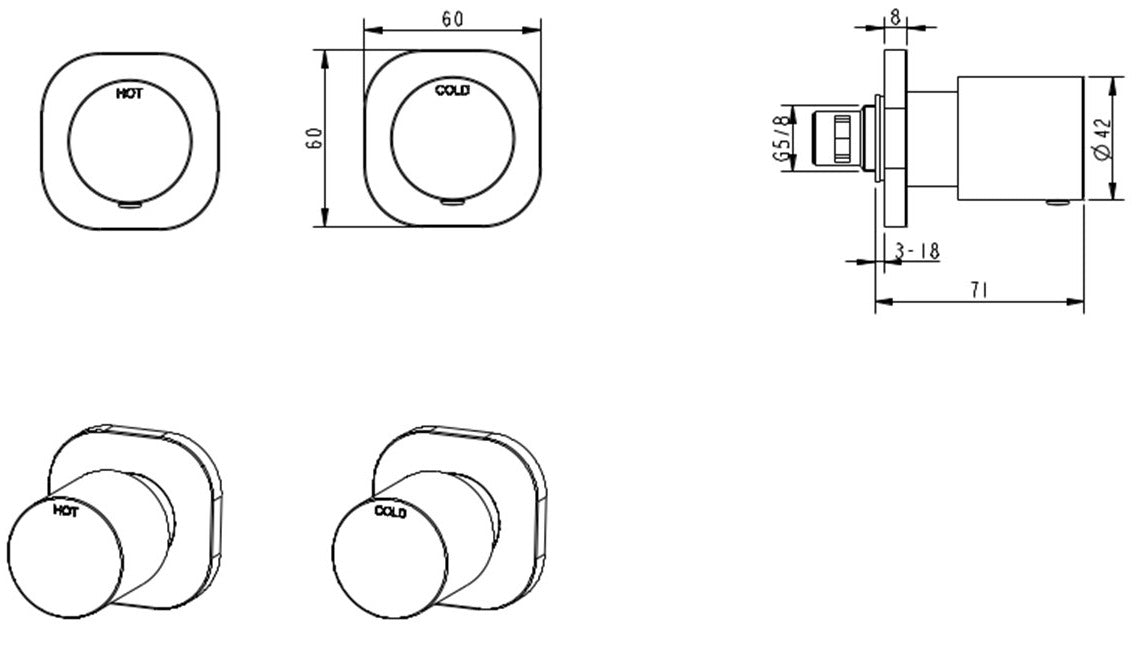Millennium Finesa SQ Wall Top Assemblies
