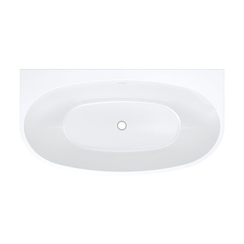 Keeto Back-To-Wall Acrylic Bath with Overflow, 1500mm