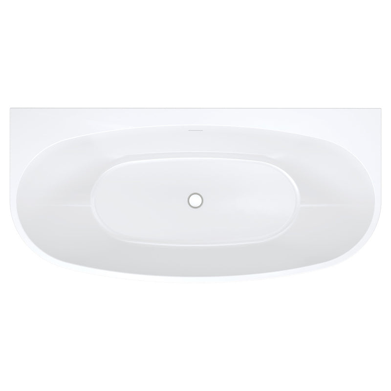 Keeto Back-To-Wall Acrylic Bath with Overflow, 1700mm