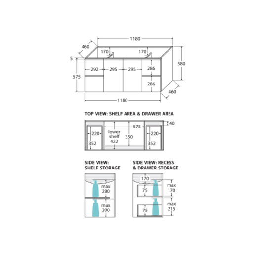 Fienza Fingerpull Gloss White 1200 Wall-Hung Cabinet