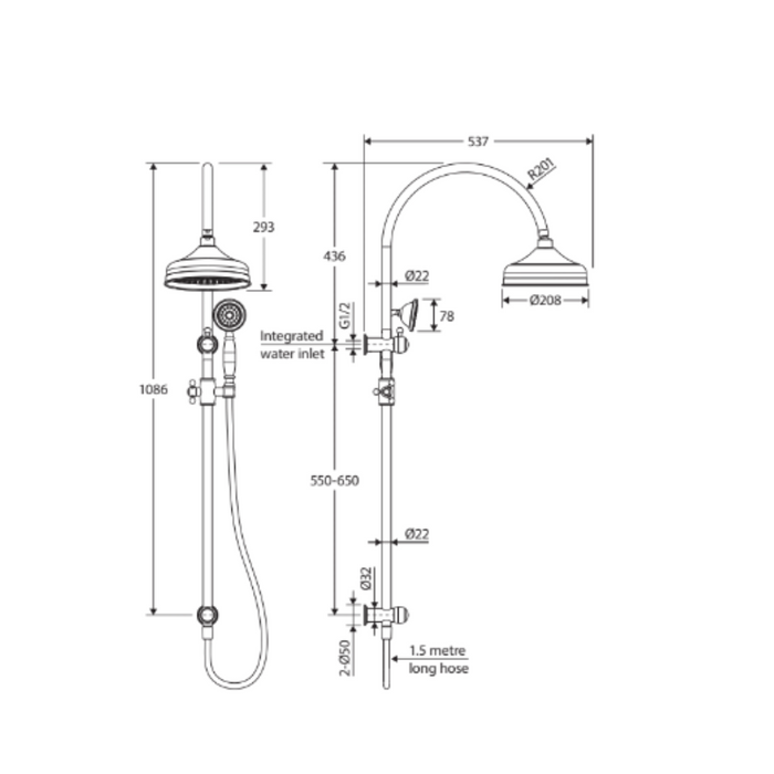 Fienza Lillian Twin Shower Chrome